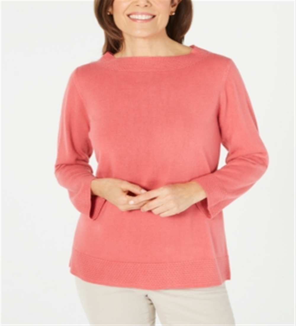 Karen Scott Suéter Feminino Gola Bateau Manga Longa Rosa Tamanho XS
