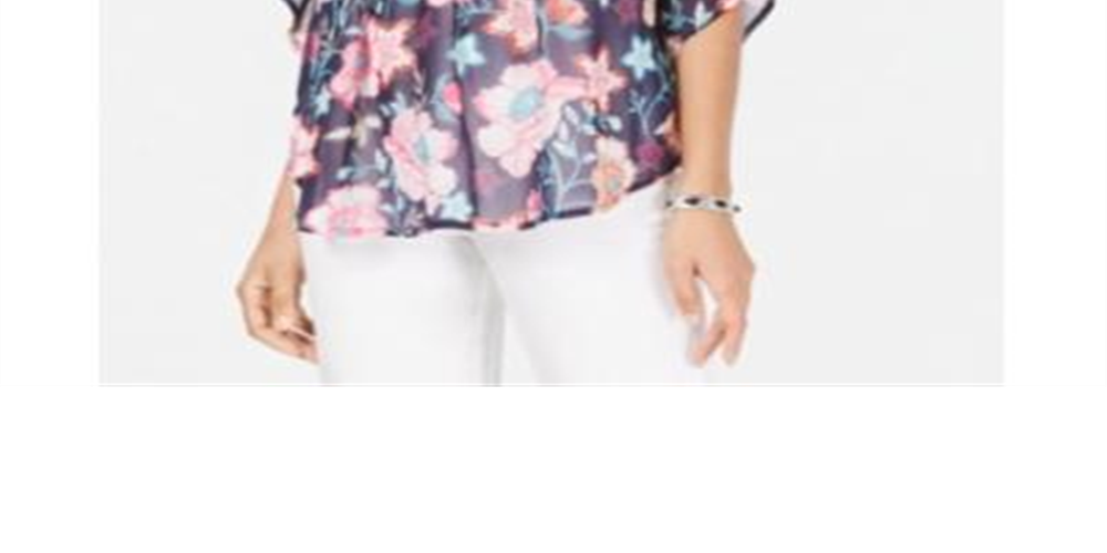 Blusa floral feminina Style &amp; Co, azul, tamanho pequeno