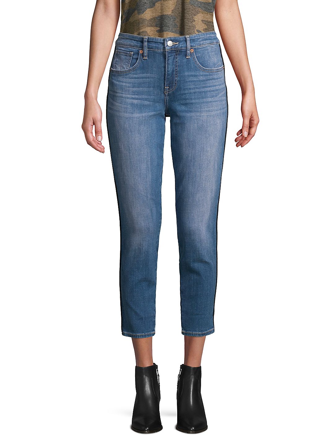 Calça jeans skinny feminina Lucky Brand com acabamento em viés Ava, azul, tamanho 54