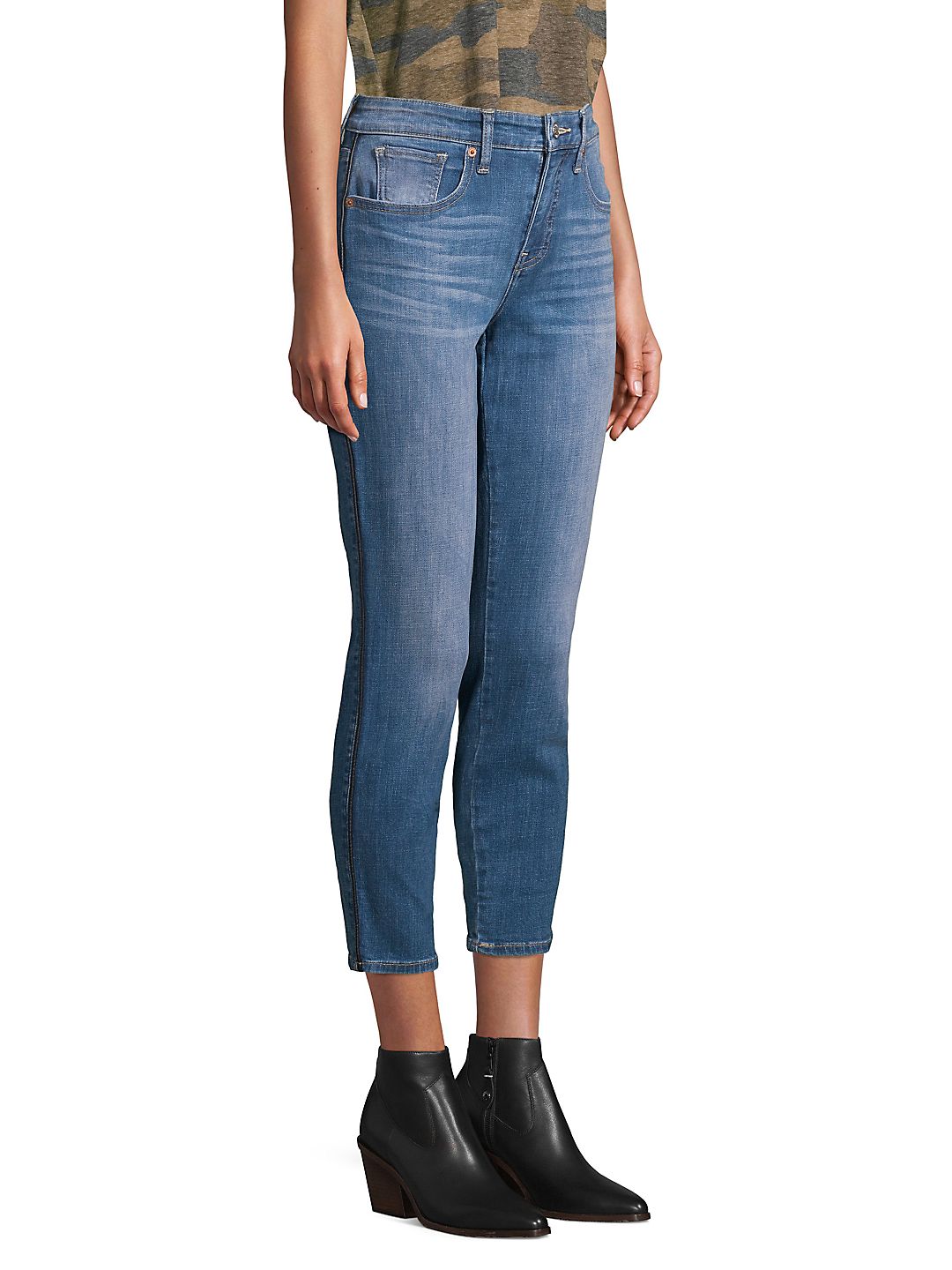 Calça jeans skinny feminina Lucky Brand com acabamento em viés Ava, azul, tamanho 54
