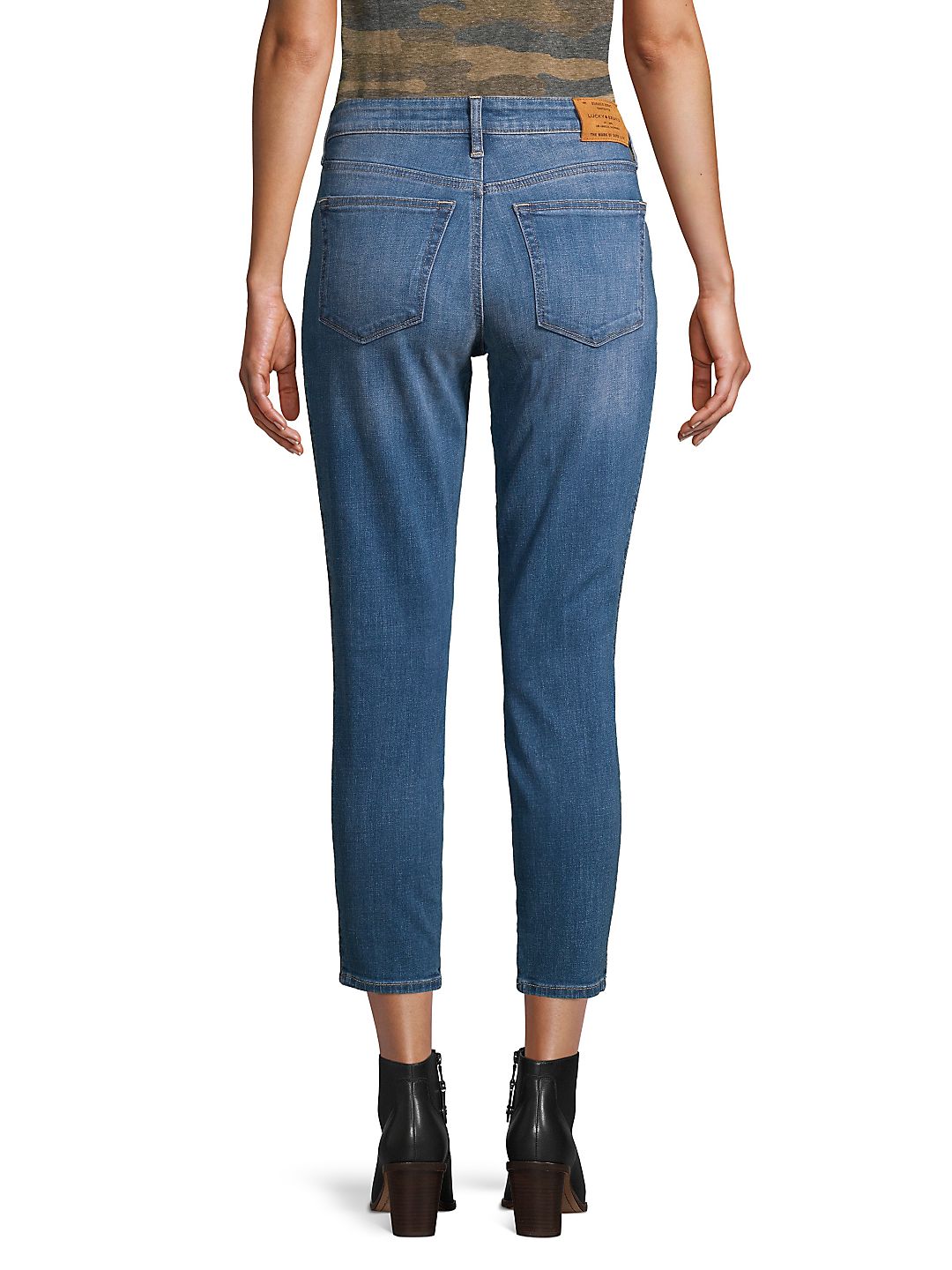 Calça jeans skinny feminina Lucky Brand com acabamento em viés Ava, azul, tamanho 54