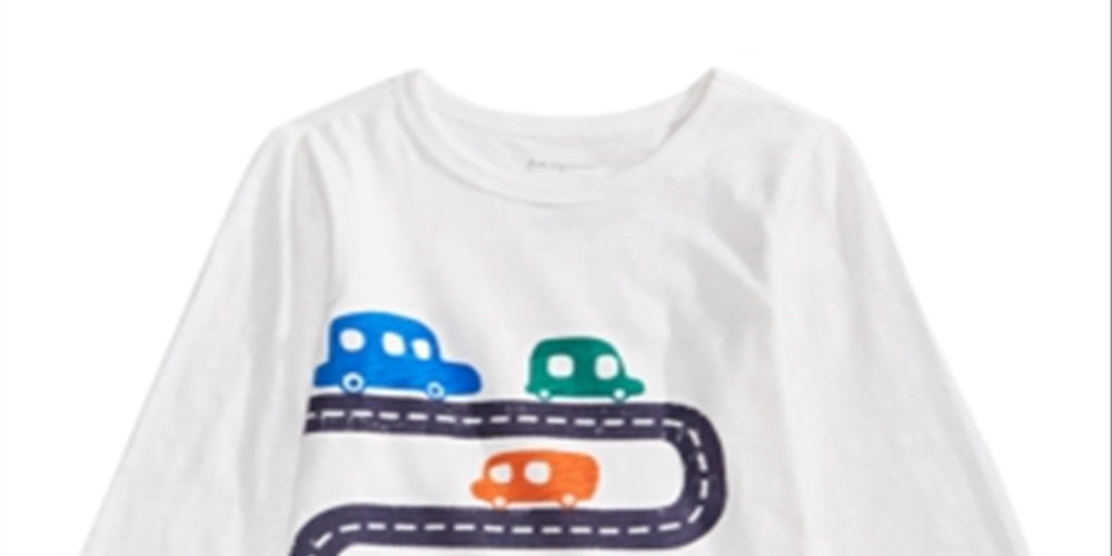 Camiseta infantil de algodão com estampa de carros First Impressions para meninos, tamanho branco, 3 a 6 meses