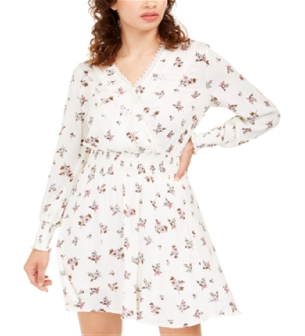 Vestido envelope floral sintético American Rag Junior's, branco, tamanho X-S