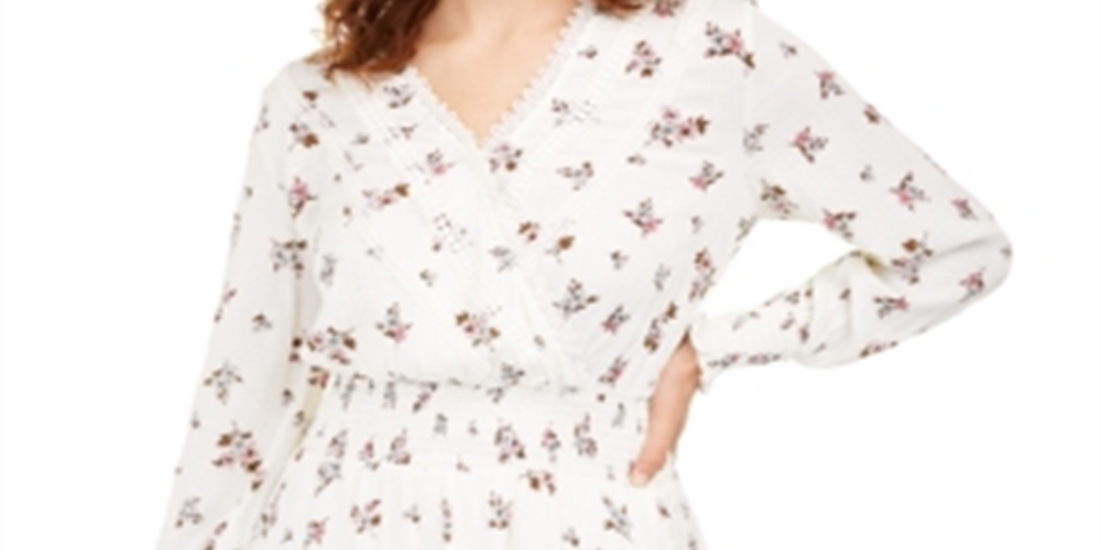 Vestido envelope floral sintético American Rag Junior's, branco, tamanho X-S