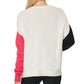 Suéter feminino DKNY de manga comprida e gola redonda, branco, tamanho pequeno