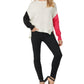 Suéter feminino DKNY de manga comprida e gola redonda, branco, tamanho pequeno