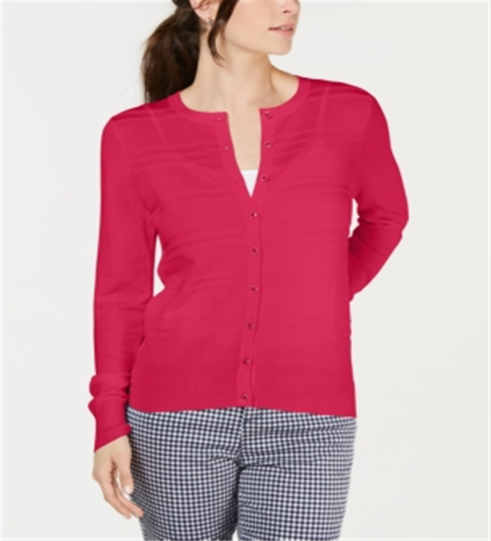 Cardigan texturizado feminino Charter Club, vermelho, tamanho X-S