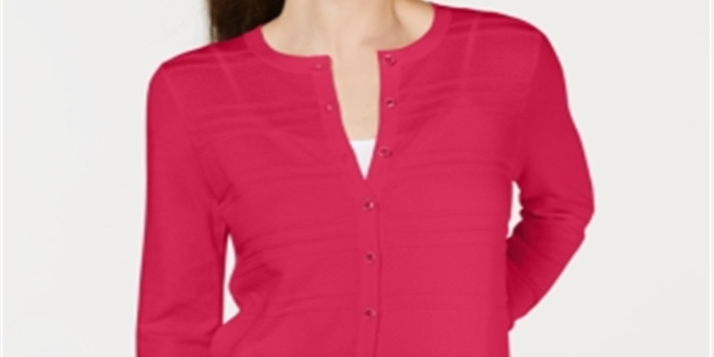 Cardigan texturizado feminino Charter Club, vermelho, tamanho X-S