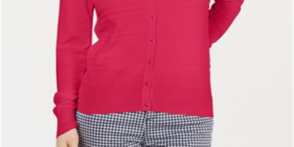 Cardigan texturizado feminino Charter Club, vermelho, tamanho X-S