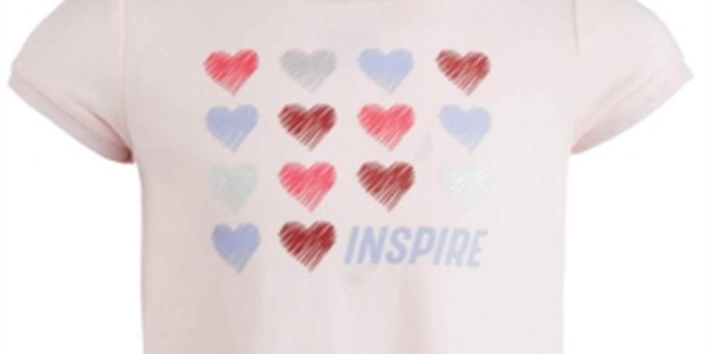 Camiseta estampada Ideology Little Girl's Hearts, rosa, tamanho 6