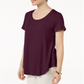 JM Collection Top feminino com decote redondo, vermelho, tamanho XX-G
