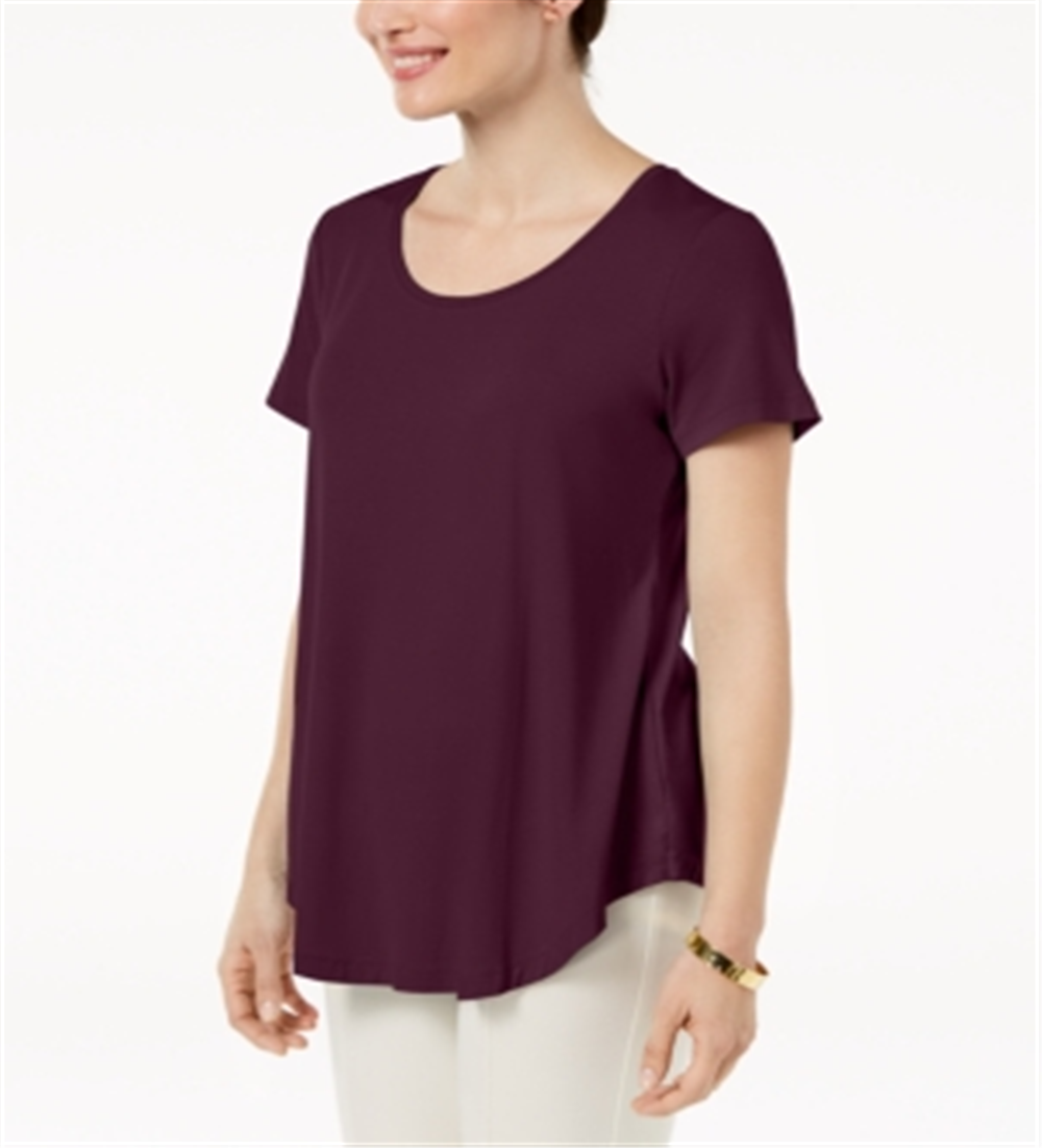 JM Collection Top feminino com decote redondo, vermelho, tamanho XX-G