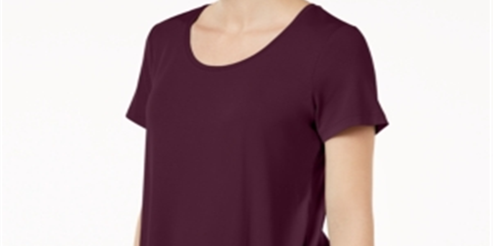 JM Collection Top feminino com decote redondo, vermelho, tamanho XX-G