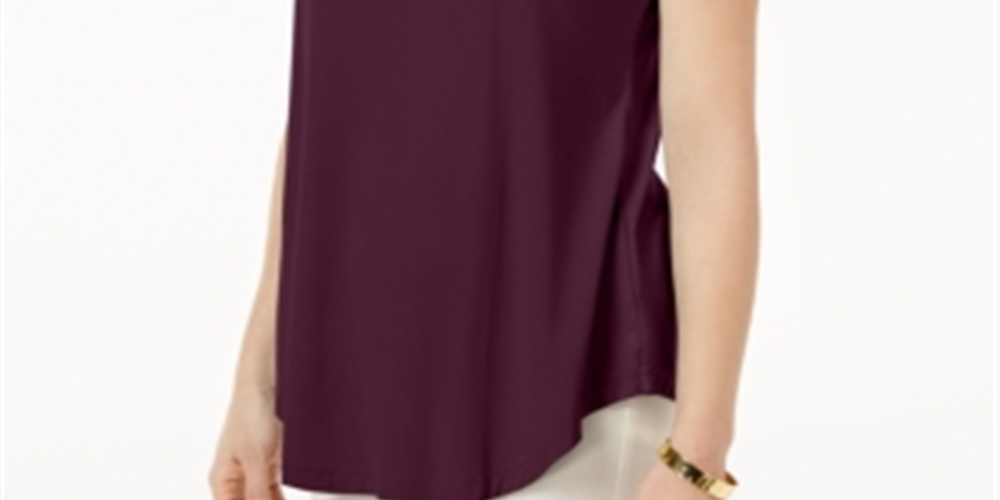 JM Collection Top feminino com decote redondo, vermelho, tamanho XX-G