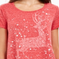 Camiseta feminina com estampa gráfica de rena Style &amp; Co, vermelha, tamanho pequeno M