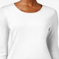 Camiseta feminina de manga comprida de algodão Pima Charter Club, branca, tamanho pequeno