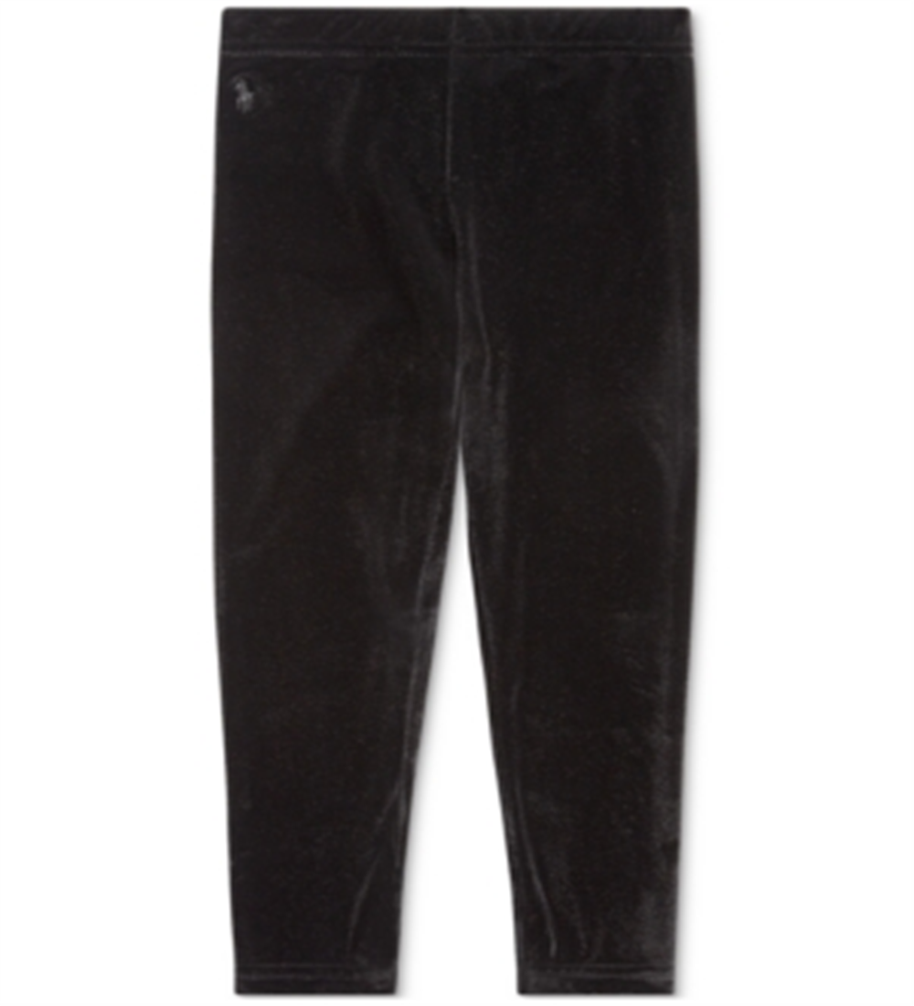 Leggings de veludo elástico Ralph Lauren para meninas, pretas, tamanho 4T