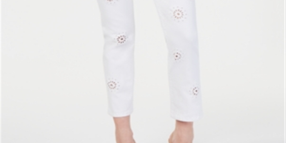 Calça jeans curta com ilhós e ajuste curvilíneo da INC International Concepts, tamanho 4, marrom