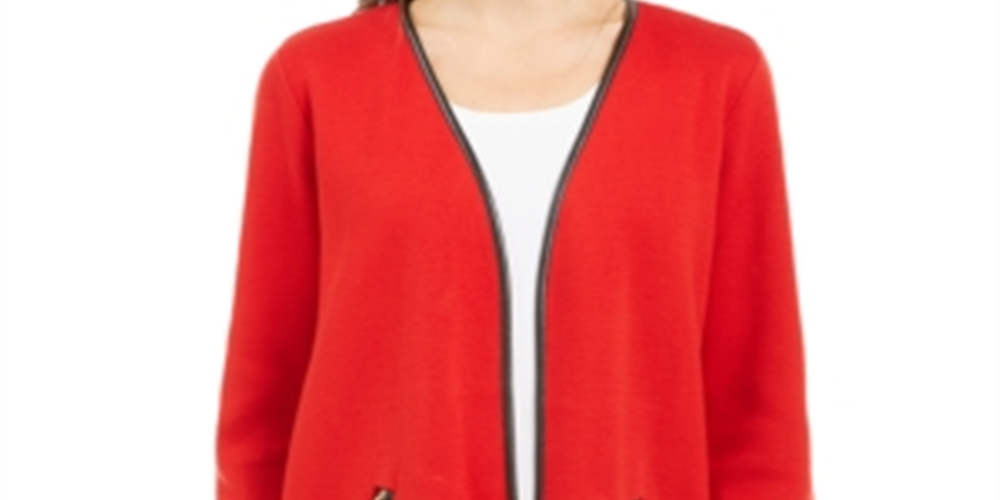 Sobretudo feminino Charter Club Solid, vermelho, tamanho pequeno, médio