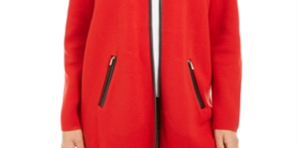 Sobretudo feminino Charter Club Solid, vermelho, tamanho pequeno, médio