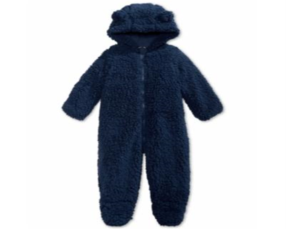 Macacão de neve com capuz e pés de sherpa sintética First Impressions para bebês meninos e meninas, azul, tamanho 0 a 3 meses