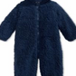 Macacão de neve com capuz e pés de sherpa sintética First Impressions para bebês meninos e meninas, azul, tamanho 0 a 3 meses