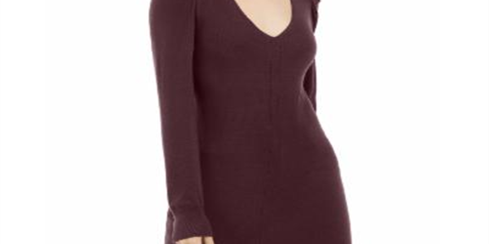 Suéter túnica feminino com decote em V INC International Concepts, vermelho, tamanho pequeno P