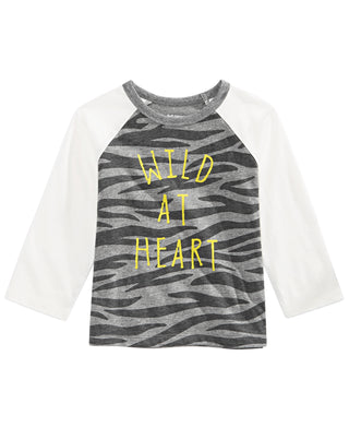 Camiseta infantil First Impressions com estampa Wild at Heart para meninos, cinza, tamanho 6 a 9 meses