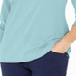 Blusa feminina Karen Scott de algodão com manga 3/4, azul, tamanho X-S