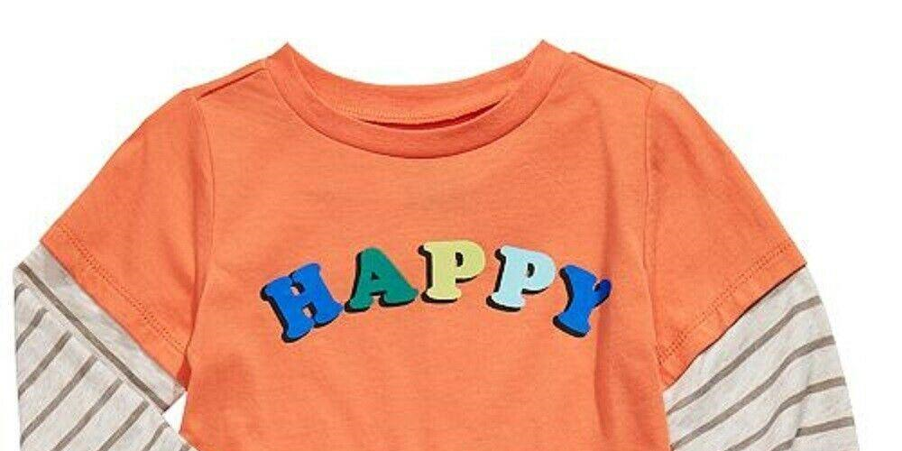 Camiseta infantil First Impressions Happy Layered Look manga comprida laranja tamanho 3-6 meses