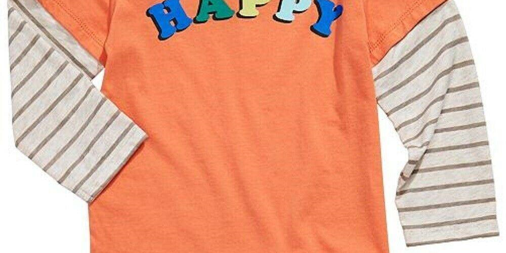 Camiseta infantil First Impressions Happy Layered Look manga comprida laranja tamanho 3-6 meses