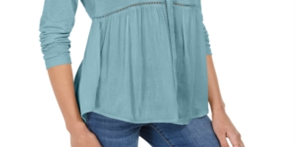 Blusa feminina estilo &amp; co, decote em V, tecido misto, azul, tamanho XX-G