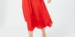 Vestido midi feminino Alfani com cintura franzida, vermelho, tamanho pequeno GG