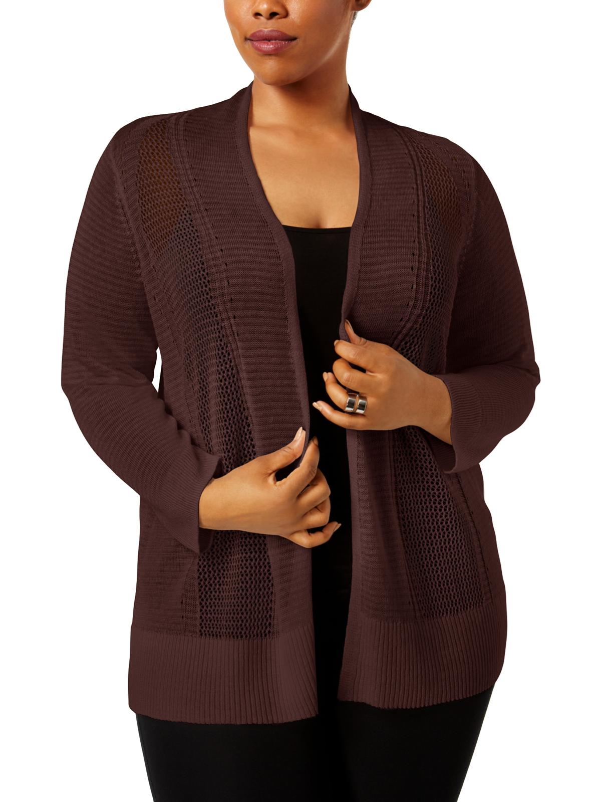 Cardigan leve com ponto misto Alfani feminino, marrom, tamanho 0X