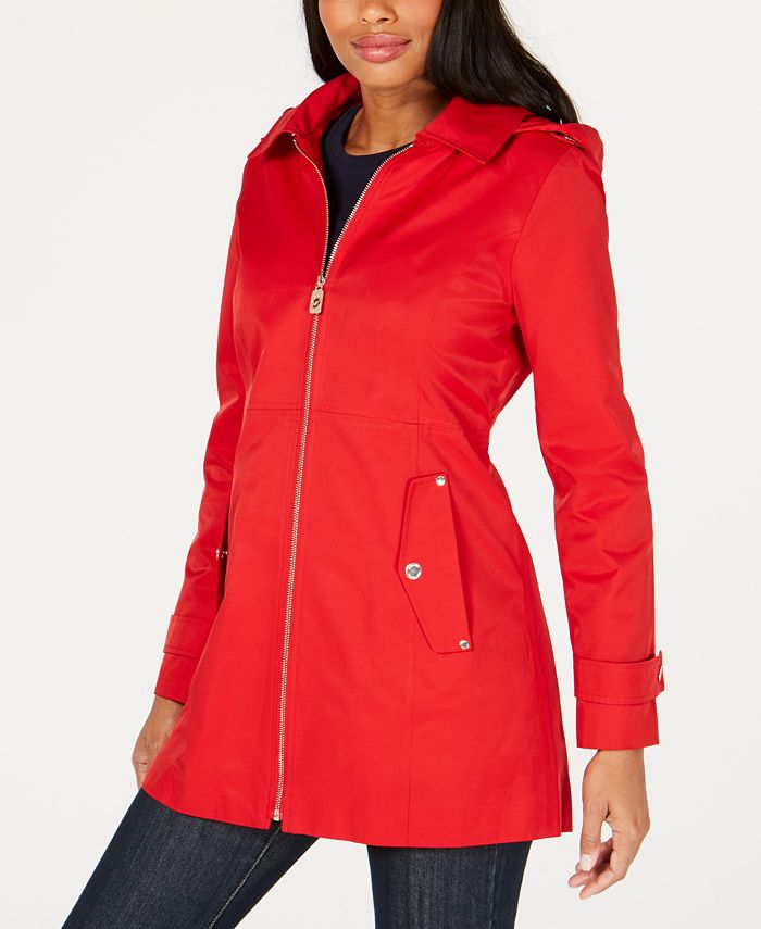 Capa de chuva com capuz feminina Michael Kors vermelha tamanho pequeno XS