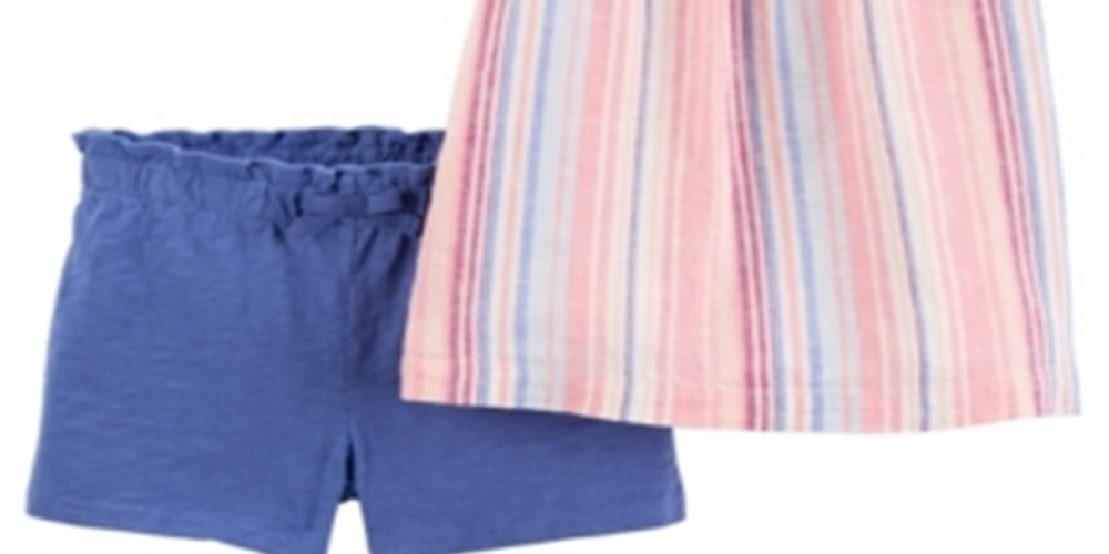 Conjunto de 2 peças de camisa listrada e short Carter's para meninas, azul, tamanho 12M