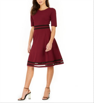 Vestido listrado de malha feminino NY Collection, marrom, tamanho pequeno XL