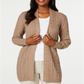 Karen Scott Cardigan Feminino de Tricô com Cabo Castanho Tamanho Pequeno P
