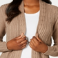 Karen Scott Cardigan Feminino de Tricô com Cabo Castanho Tamanho Pequeno P