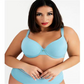 Sutiã camiseta de microfibra feminino com acabamento em malha azul - tamanho 40 DDD
