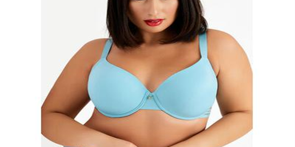 Sutiã camiseta de microfibra feminino com acabamento em malha azul - tamanho 40 DDD