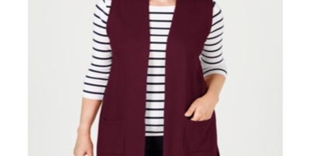 Colete suéter feminino Karen Scott vermelho tamanho X-S