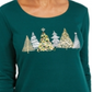 Camisa de manga comprida de Natal feminina Karen Scott, verde, tamanho pequeno, médio