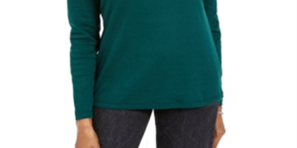 Camisa de manga comprida de Natal feminina Karen Scott, verde, tamanho pequeno, médio