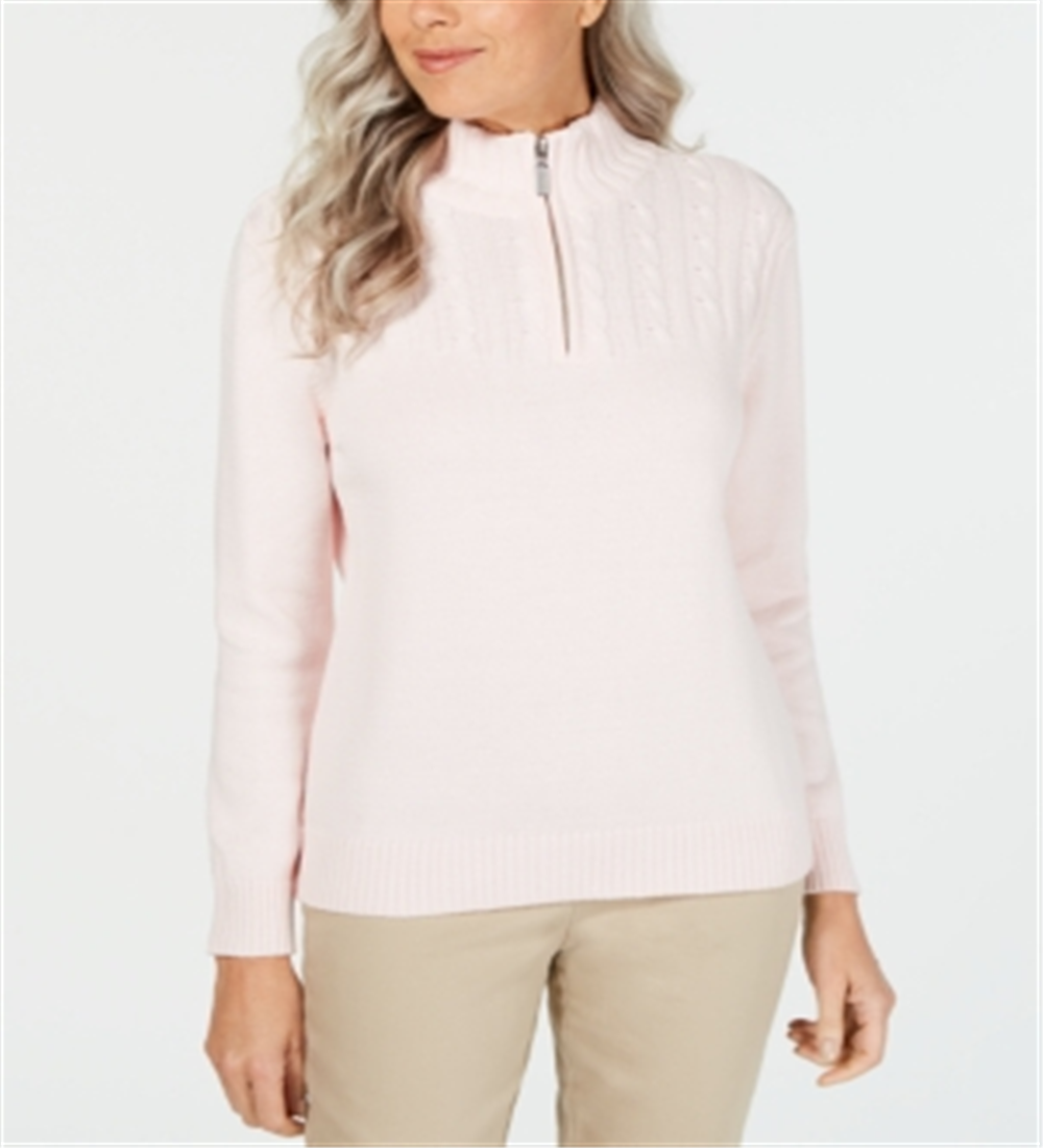 Karen Scott Suéter Feminino de Algodão com Zíper e Gola Alta, Cinza Escuro, Tamanho X-G