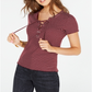 Top de malha canelada com cadarço Hippie Rose Junior, listra Zinfandel, vermelho, tamanho médio