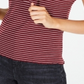 Top de malha canelada com cadarço Hippie Rose Junior, listra Zinfandel, vermelho, tamanho médio