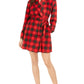 Robe curto de lã aconchegante feminino Muk Luks Lumber Jack Check vermelho tamanho grande