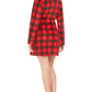 Robe curto de lã aconchegante feminino Muk Luks Lumber Jack Check vermelho tamanho grande