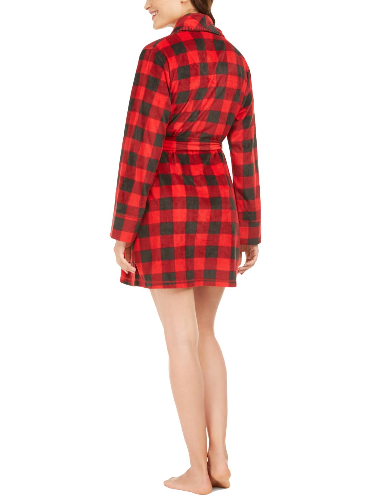 Robe curto de lã aconchegante feminino Muk Luks Lumber Jack Check vermelho tamanho grande